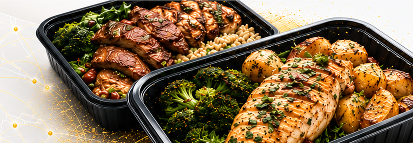 Prepared All Your Meals trays ready for fulfillment