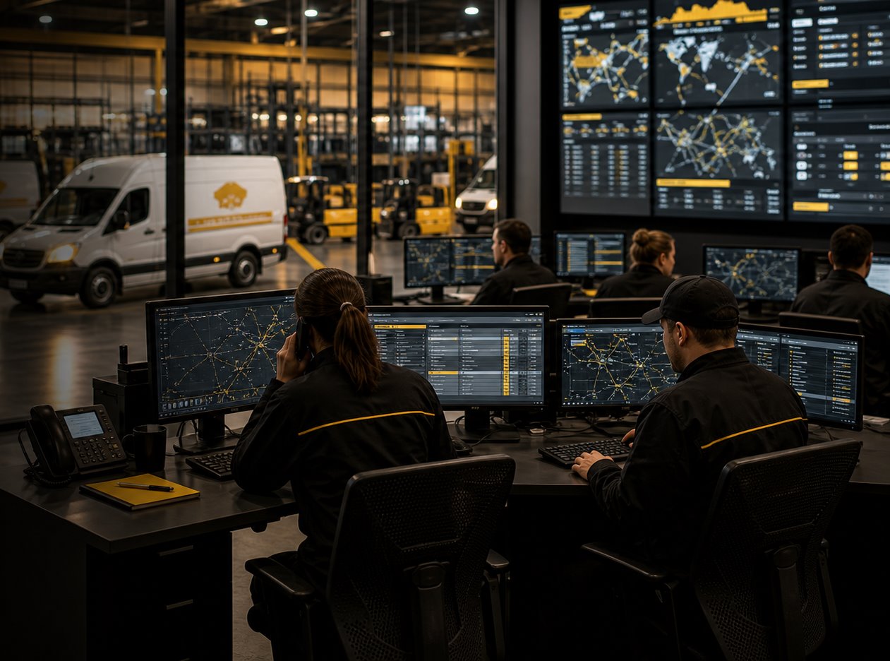 Operations team monitoring digital systems, analytics, and fulfillment activity